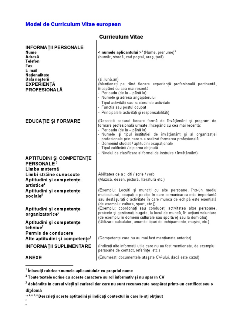 Model CV Romana 4 | PDF