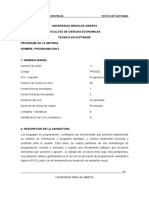 PLAN  DE ESTUDIO DE PROGRAMACION II