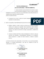 Política Integrada de Seguridad, Salud Ocupacional y Gestion Amb.