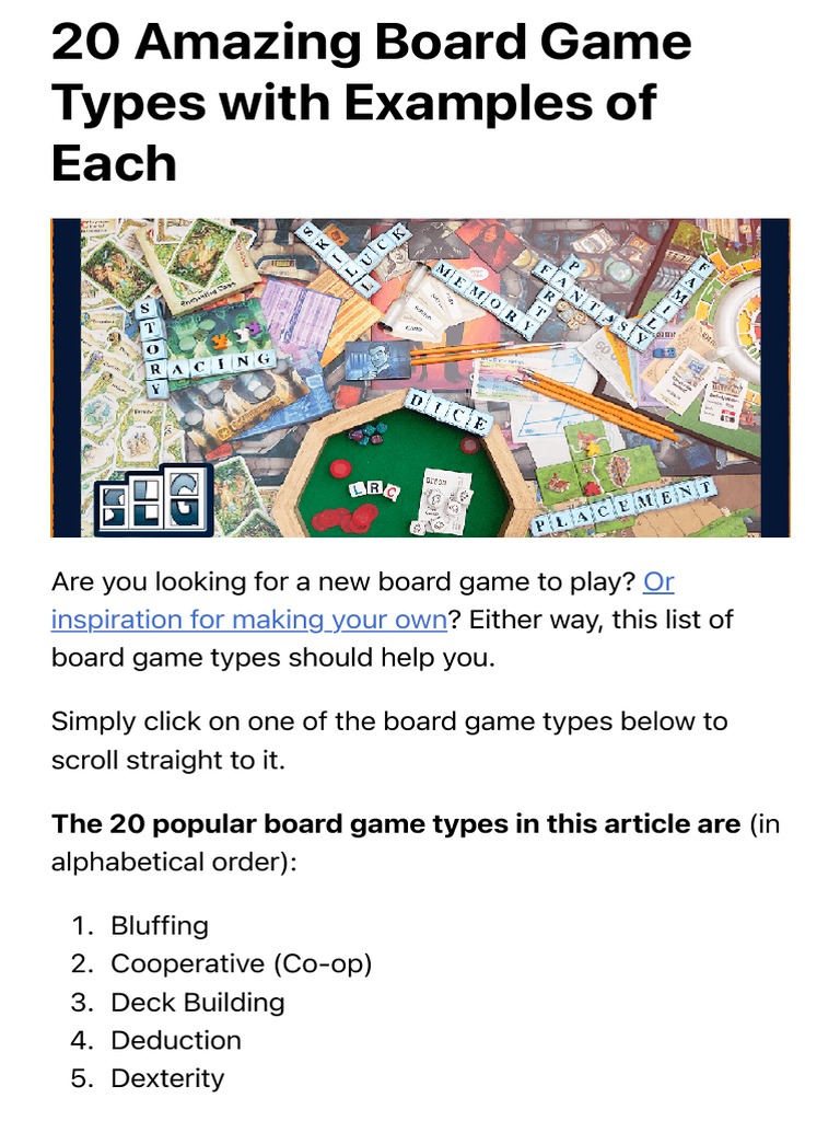 20 Amazing Board Game Types With Examples of Each Streamlined Gaming