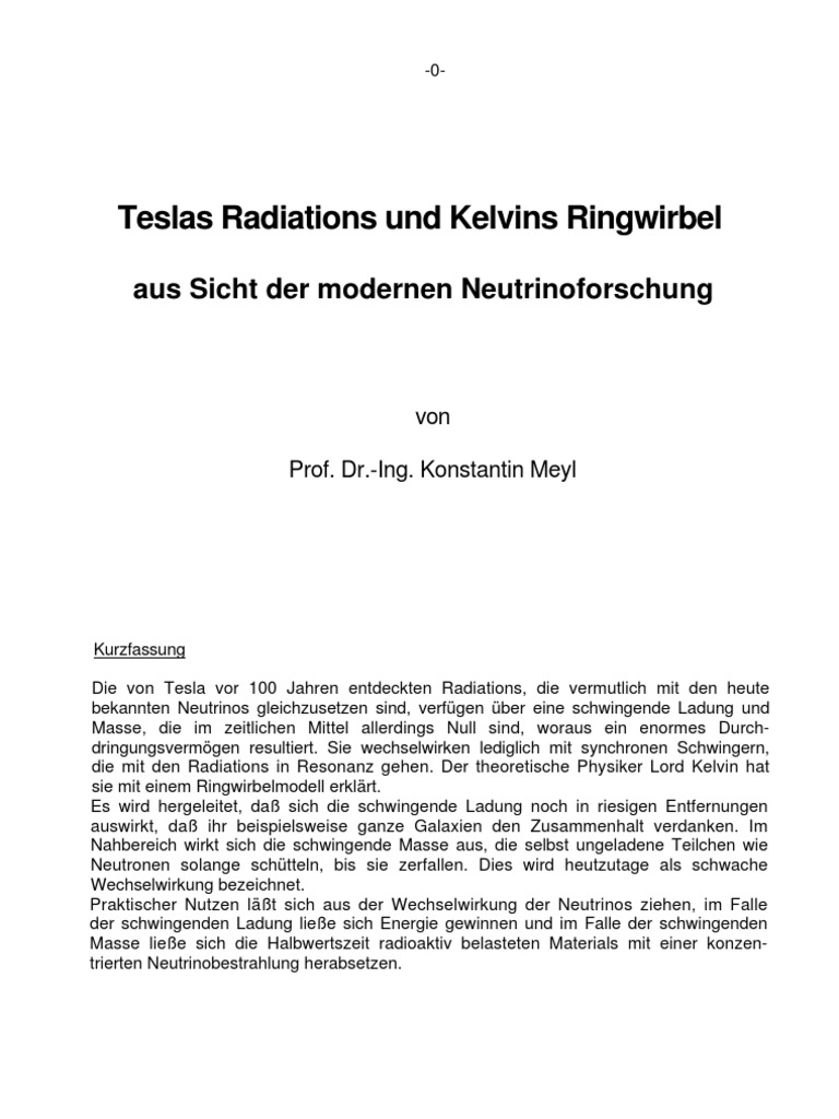 Meyl - Teslas Radiations Und Kelvins Ringwirbel Aus Sicht ...