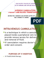 Topic: Intravenous Cannulation, Therapy and Blood Transfusion