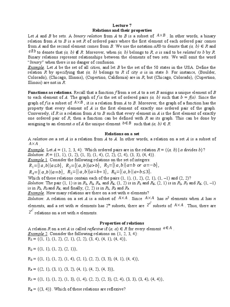 Binary Relations and Properties | PDF | Vertex (Graph Theory ...