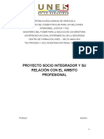 Proyecto socio-integrador y su relación con el ámbito profesional