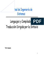 Facultad de Ingeniería de Sistemas: Lenguajes y Compiladores Traducción Dirigida Por La Sintaxis