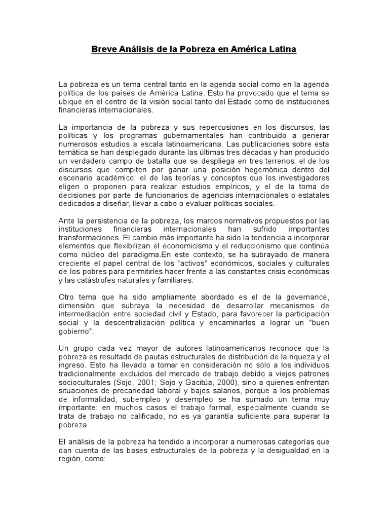 Analisis de La Pobreza en América Latina | PDF | Pobreza | Pobreza e ...