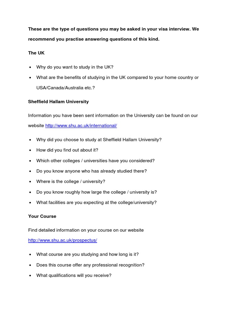 These Are The Type of Questions You May Be Asked in Your Visa Interview ...