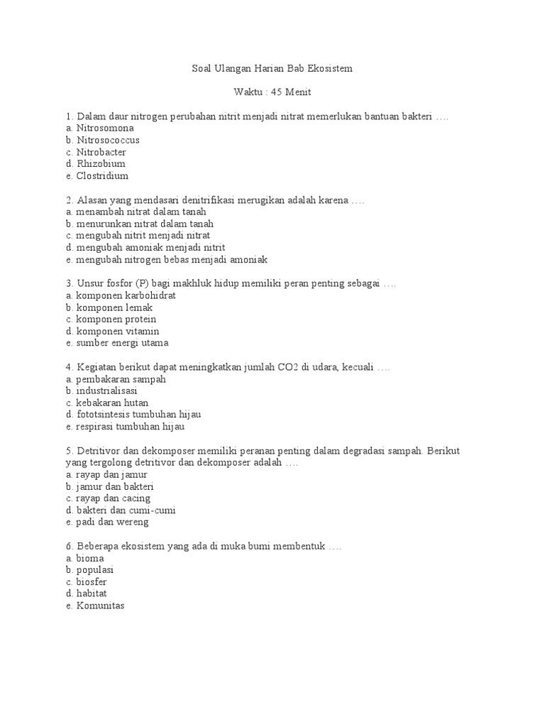 Memahami Ekosistem: Soal Latihan