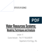 Water Resources Systems:: Modeling Techniques and Analysis