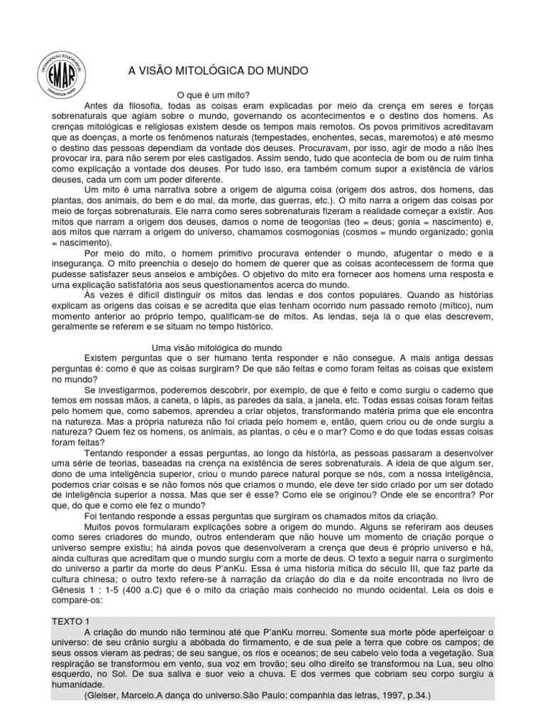 Mitos da Criação e a Visão Grega | PDF | Criacionismo | Mitologia grega
