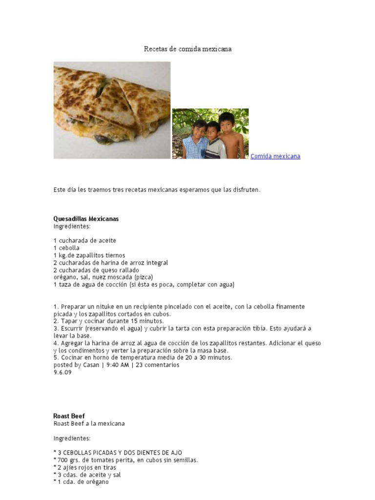 Recetas de Comida Mexicana | PDF