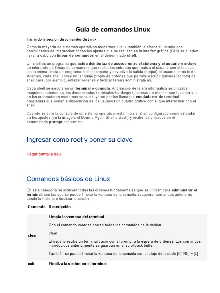 Guia De Comandos Linux Pdf Interfaz De Linea De Comando Arquitectura De Computadores