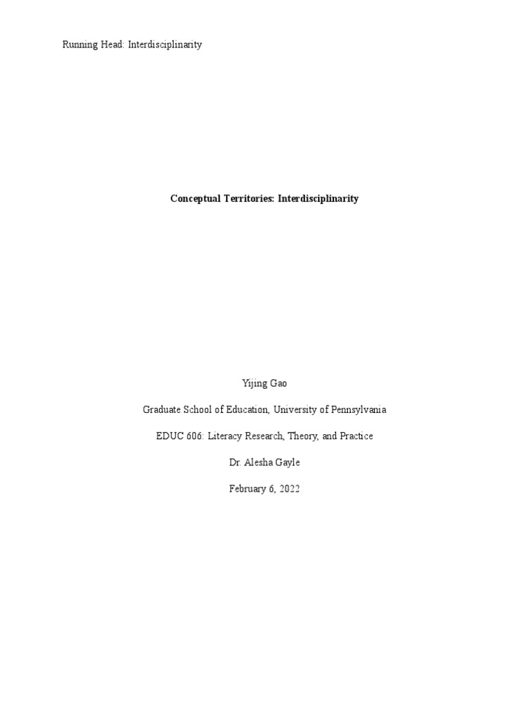 Revised Interdisciplinarity Essay | PDF | Literacy | Language Acquisition
