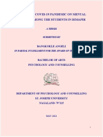 Impact of Covid-19 Pandemic On Mental Health Among The Students in Dimapir