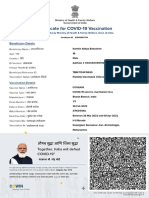 COVID vaccination certificate for Aditya Kamble