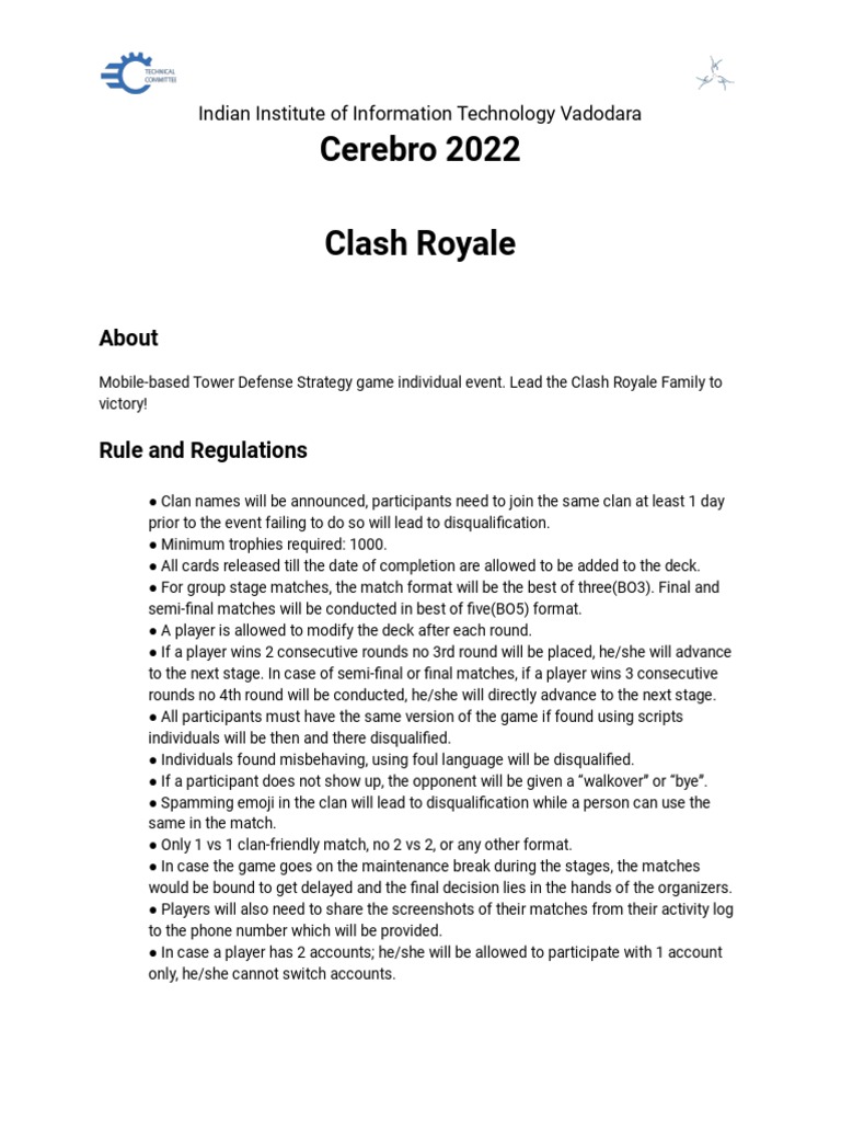 Clash Royale Rules PDF Gaming Sports Rules And Regulations
