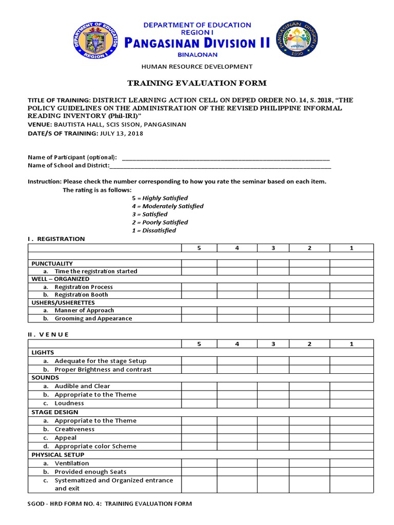4 - SGOD-HRD FORM NO 4 - TRAINING EVALUATION FORM - Updated 7 - 2017 ...
