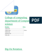 College of Computing Department of Computer Science: Member Id No