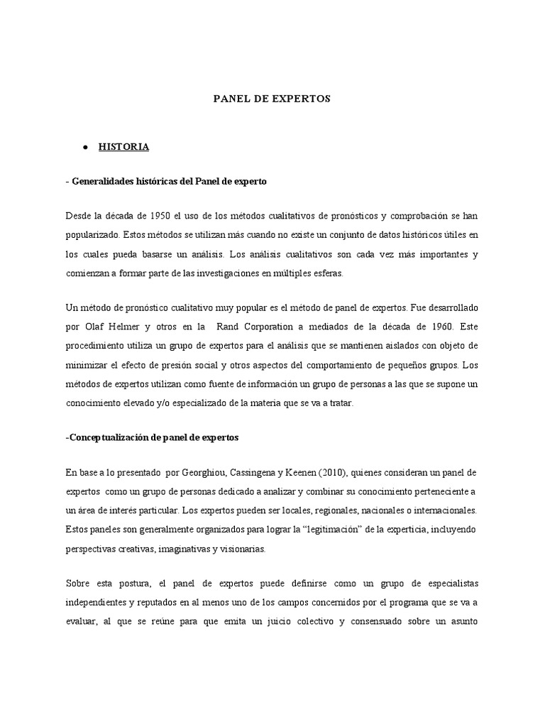 Panel De Expertos Pdf Conocimiento Evaluación