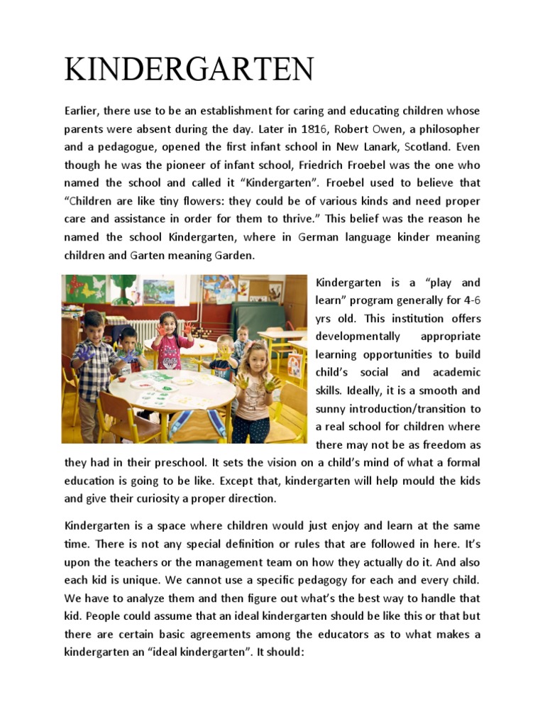 Kindergarten Pdf Kindergarten Preschool