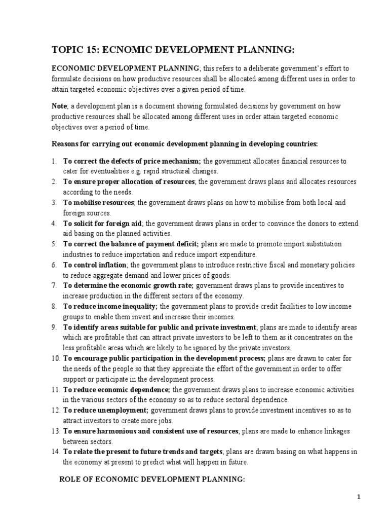 Economic Development Planning | PDF | Economic Development | Balance Of ...