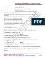 10th Maths Chapter - Polynomial Cbse Test Paper-3