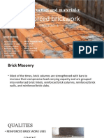 Construction and Material-V: Reinforced Brickwork