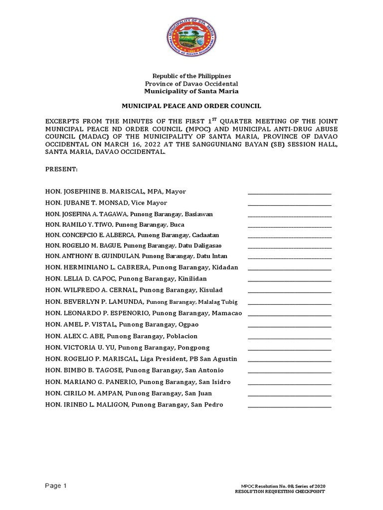 MPOC Resolution Drug Free Workplace Draft | PDF | Philippines | Government