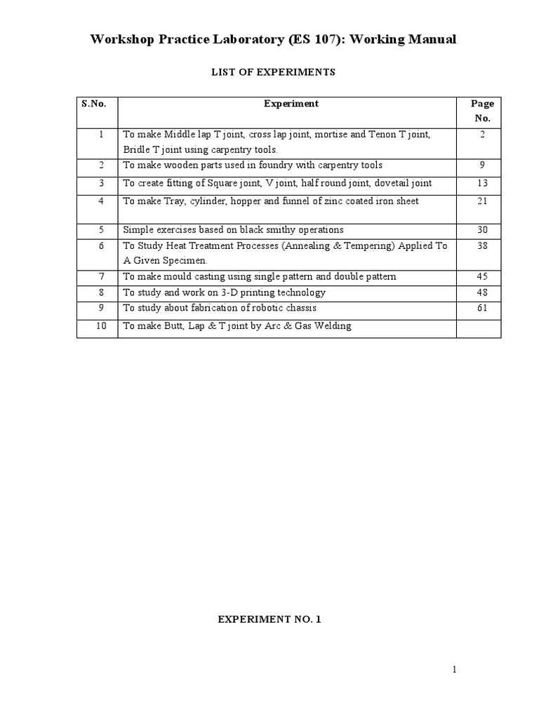 Metal Workshop Practice Manual | PDF | Sheet Metal | Wood