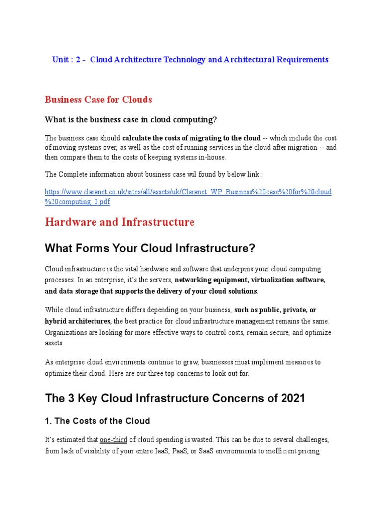 Hardware and Infrastructure: Business Case For Clouds | PDF | Cloud ...