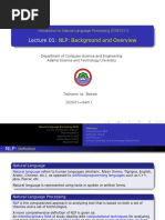 NLP: Background and Overview: Introduction To Natural Language Processing (CSE5321)