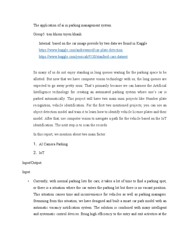 The Application of Ai in Parking Management System | PDF | Parking ...