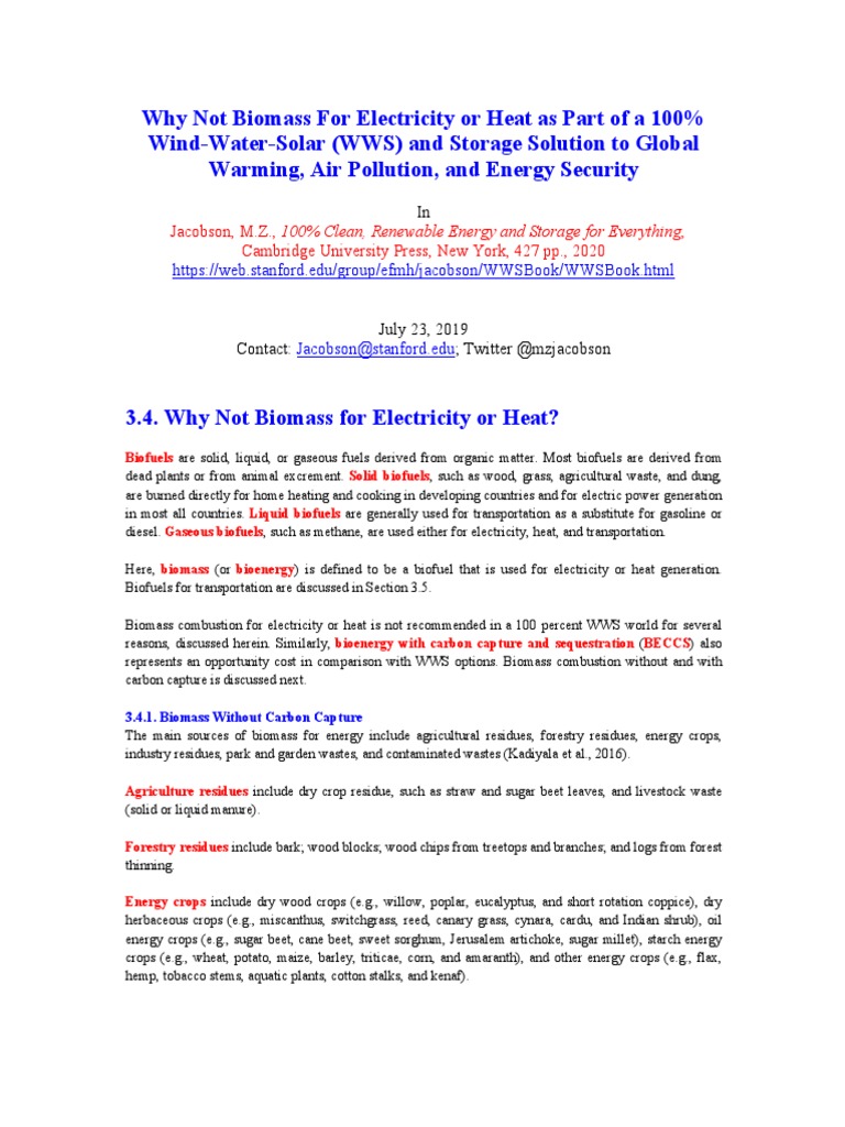 Biomass Vs WWS PDF Biomass Biofuel