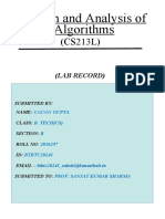 Design and Analysis of Algorithms: (Lab Record)