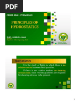 Principles of Hydrostatics: Cengr 3260 - Hydraulics