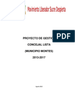 Proyecto de Gestión Concejal Lista (Municipio Montes) 2013-2017