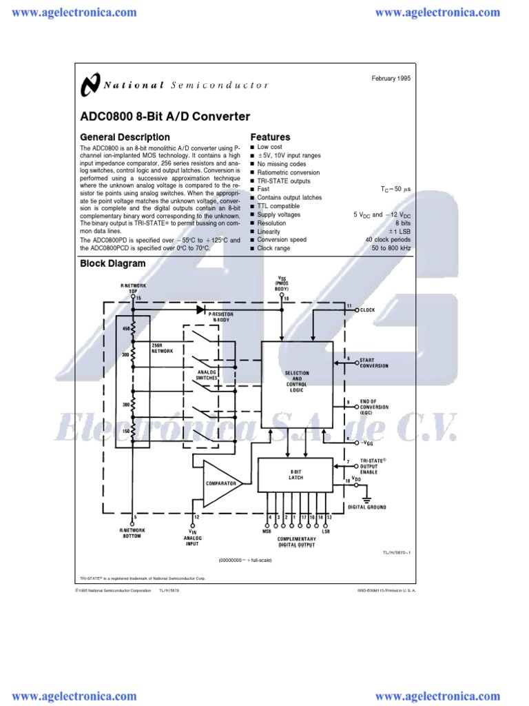 ADC0800 8Bit A/D Converter General Description Features PDF