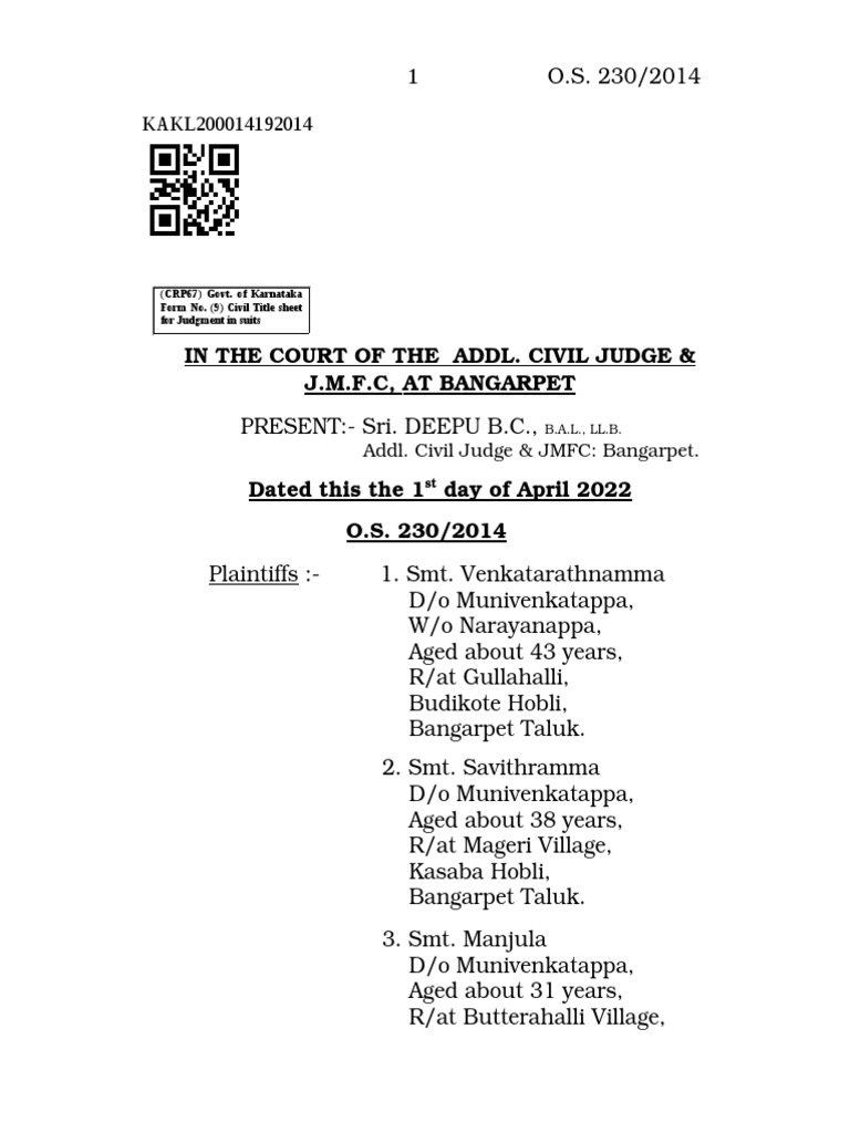 Partition Suit Judgment Summary PDF Lawsuit Deed