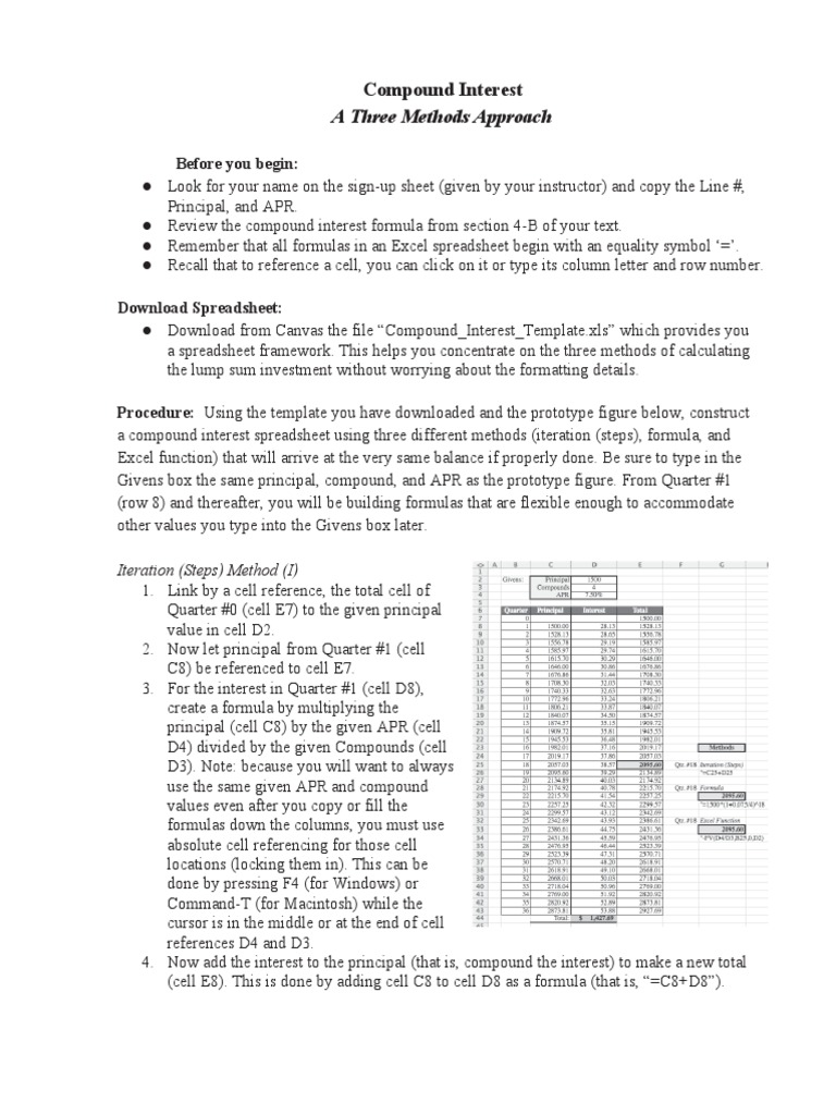 A Three Methods Approach: Compound Interest | PDF | Spreadsheet ...