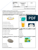 Prueba Ciencias Naturales 4to Basico Estados de La Materia