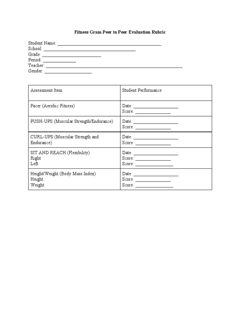 Fitness Gram Rubric | PDF | Career & Growth
