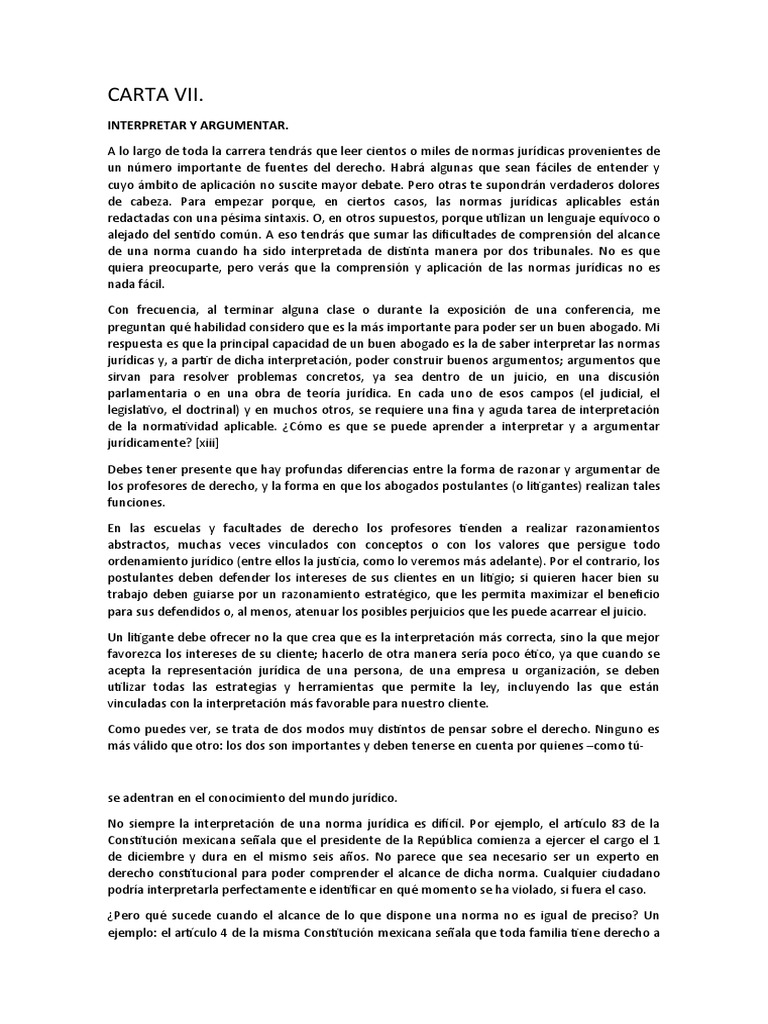 CARTA VII Carta A Un Estudiante de Derecho PDF Constitución Juez
