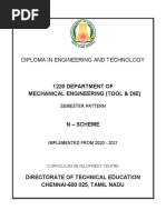 Diploma in Engineering and Technology: 1220 Department of Mechanical Engineering (Tool & Die)