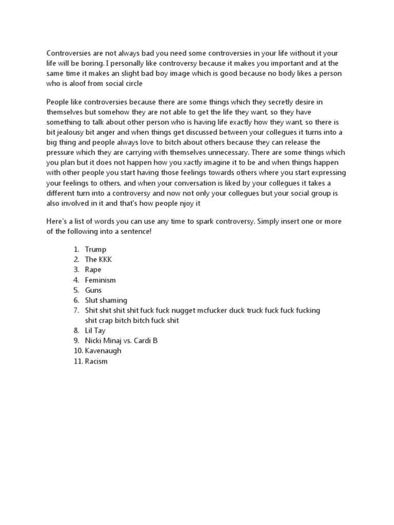 List of Controversies You Can Discuss | PDF