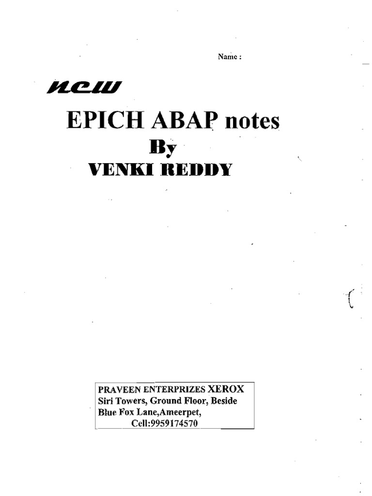 New epic sap abap notes pdf