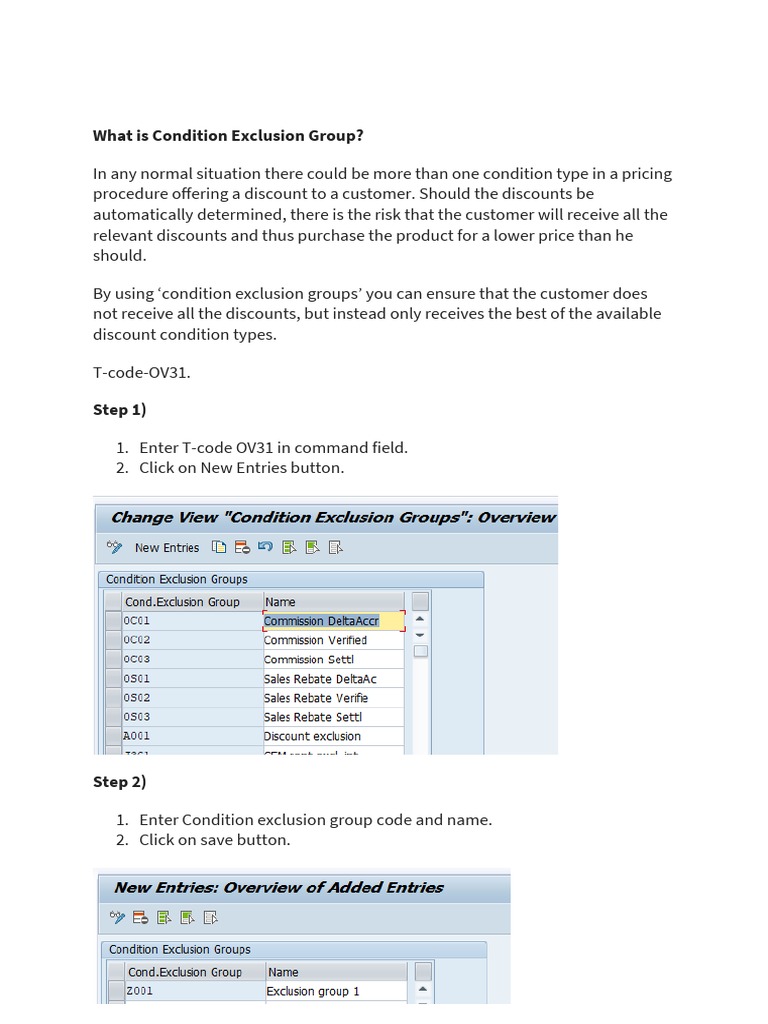 Condition Exclusion Group In Sap Sd Pdf