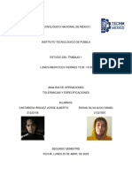 Analisis de Operaciones, Tolerancias y Especificaciones (Resumen