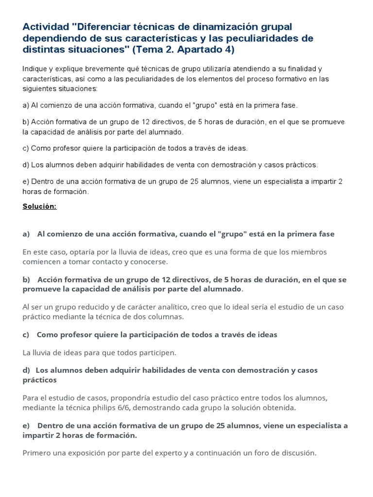 Actividad Tema 2 Apartado 4 | PDF | Crecimiento personal y profesional
