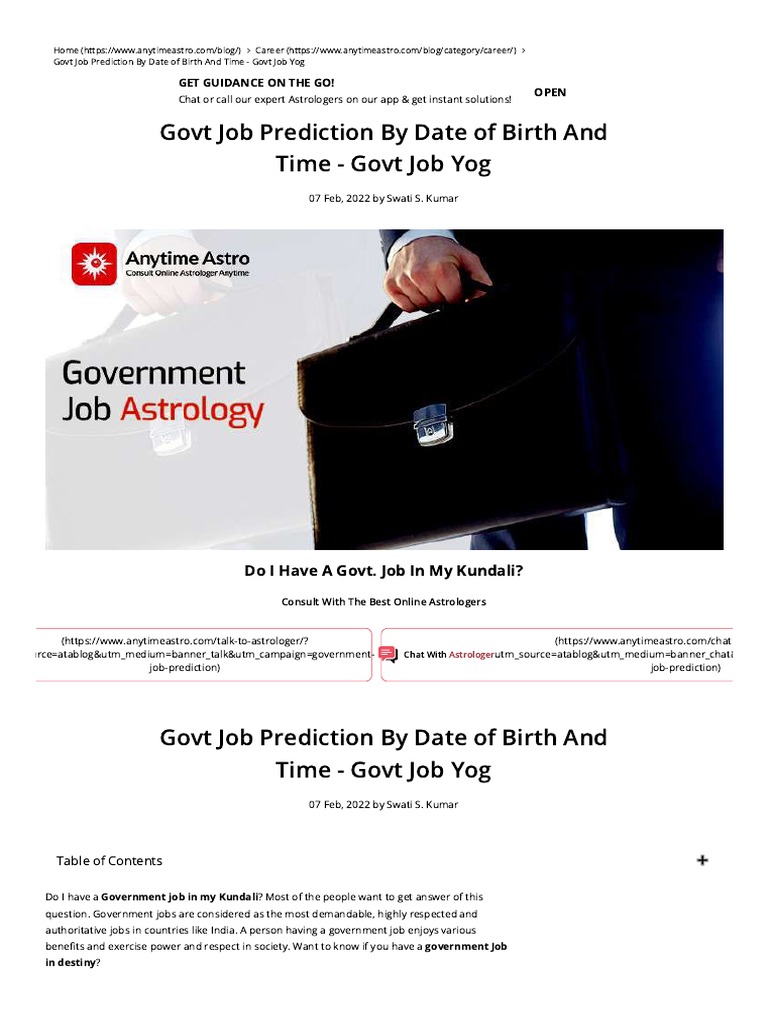 Govt Job Prediction by Date of Birth and Time Govt Job Yog PDF