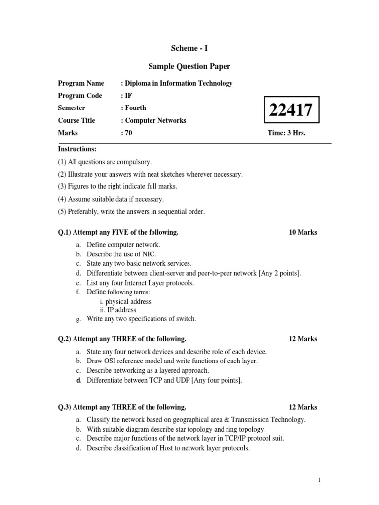 Sample-Question-Paper - Computer Network | PDF | Computer Network ...